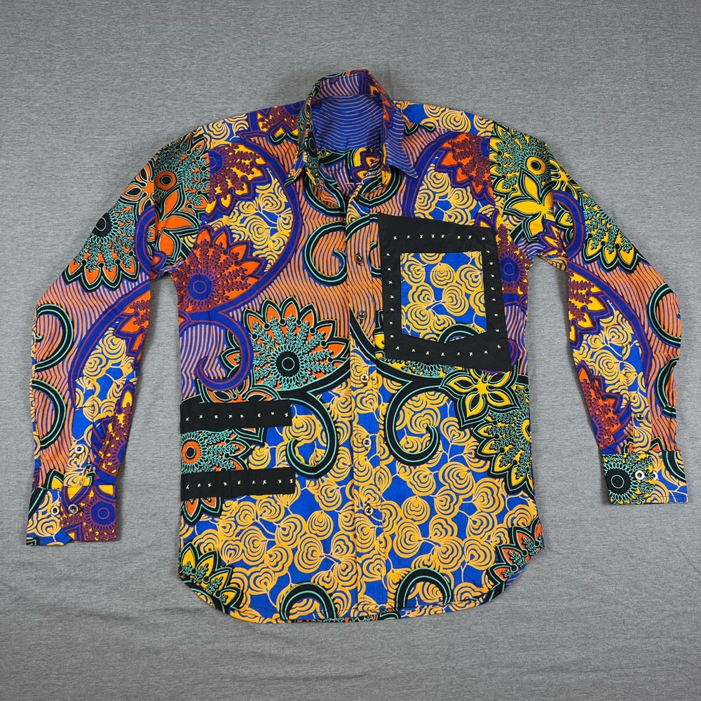 Vintage Western Rodeo Vibrant Multicolor Patterned Shirt